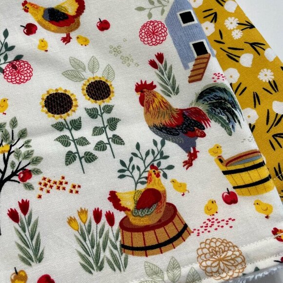 Chicken Rooster Sunflower Farmhouse Dish Drying Mat and Dishcloth Set - Picture 6 of 6